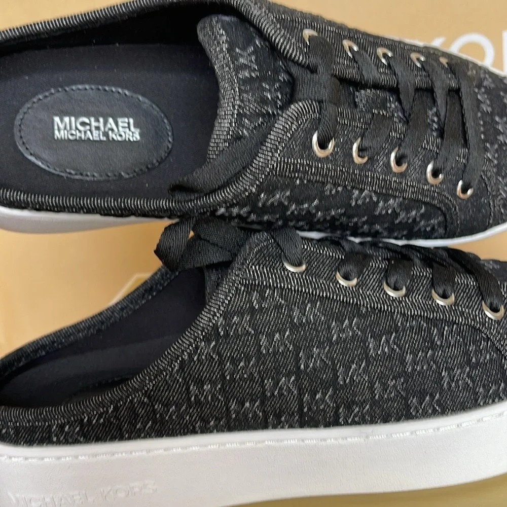 Michael Kors POPPY SLIDE SNEAKER MK DEBOSSED WASHED DENIM 49T4POFP3D Platforms
